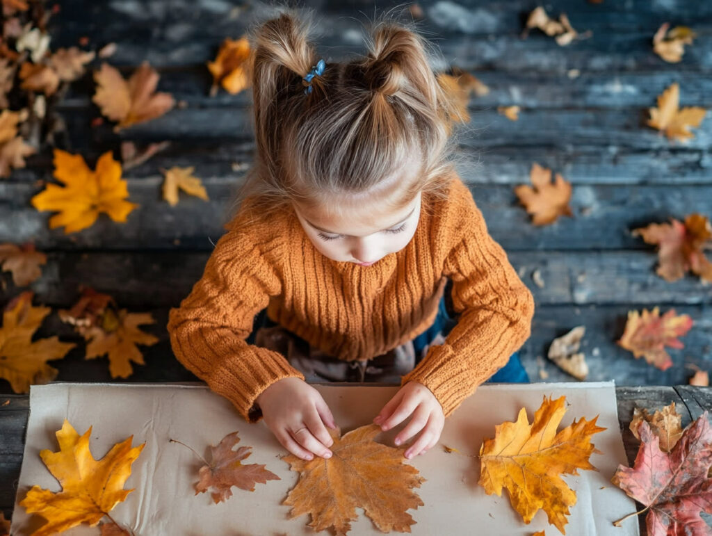 création enfant automne